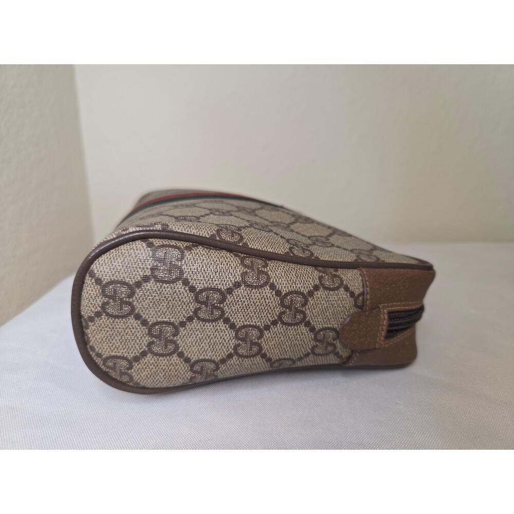 Gucci GG Supreme Web Stripe Clutch Cosmetic Bag Pouch Brown Monogram Web Vintage - Picture 5 of 15